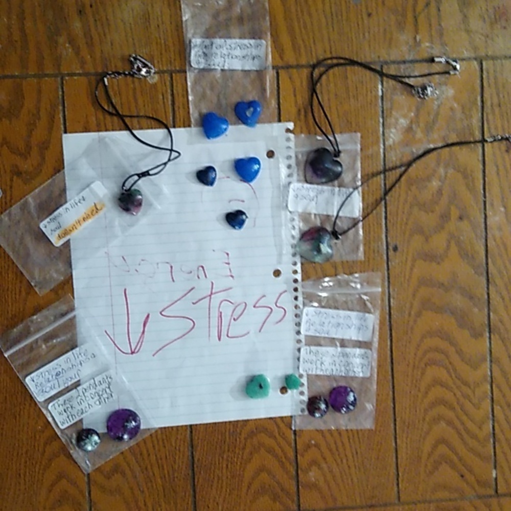 Necklaces with pendants that have chakra crystals inside to decrease stress.